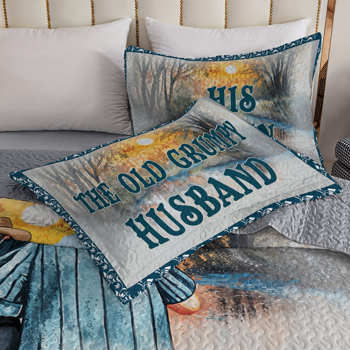 Shineful All Season Quilt 3-Piece Set Personalized Family Old Couple Our Home Ain't No Castle