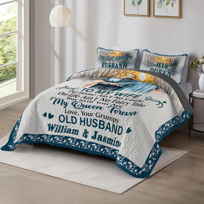 Shineful All Season Quilt 3-Piece Set Personalized Family Old Couple Our Home Ain't No Castle