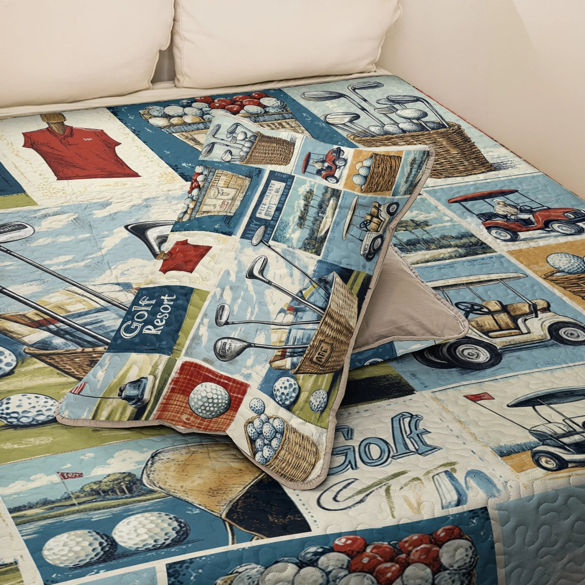 Shineful All Season Quilt 3-Piece Set Vintage Golf Dreams