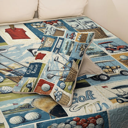 Shineful All Season Quilt 3-Piece Set Vintage Golf Dreams