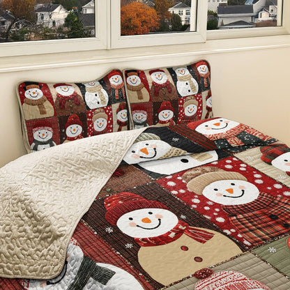Shineful All Season Quilt 3-Piece Set - Christmas Cozy Snowman Bliss