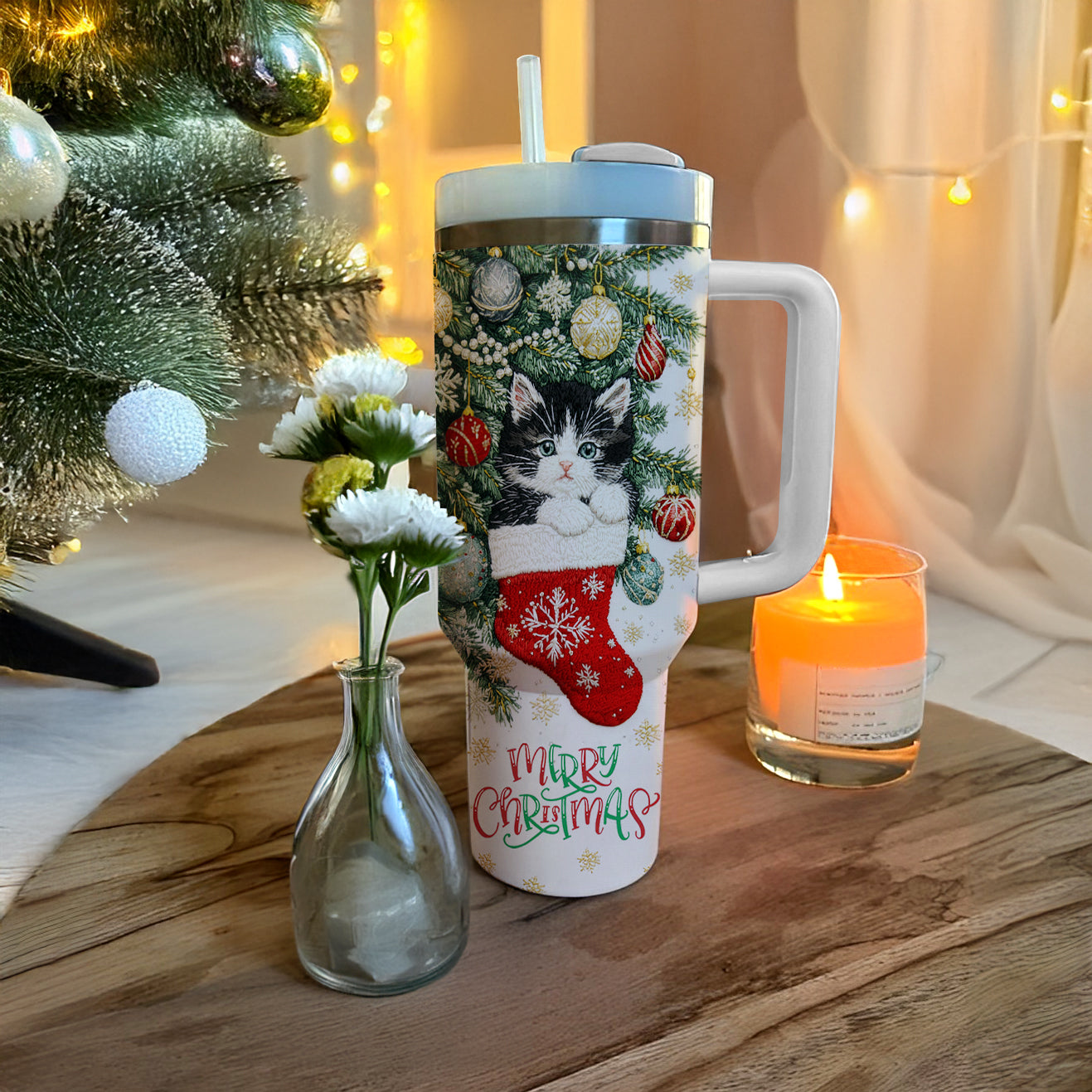 Shineful Tumbler Christmas Stocking Kitten