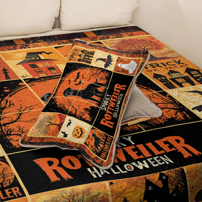 Shineful All Season Quilt 3-Piece Set - Spooky Rottweiler Halloween