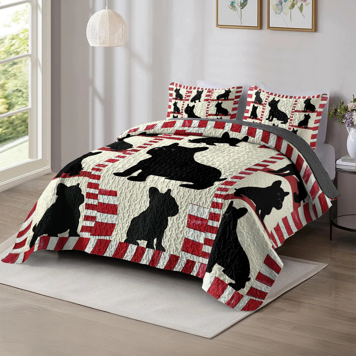 Shineful All Season Quilt 3-Piece Set - French Bulldog Patchwork