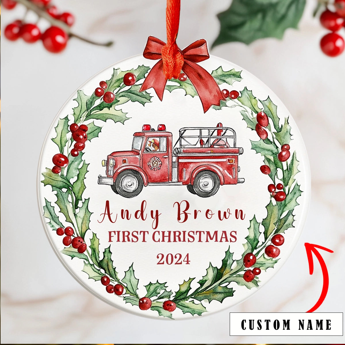 Shineful Acrylic Personalized Ornament Our Firefighter’s First Noel
