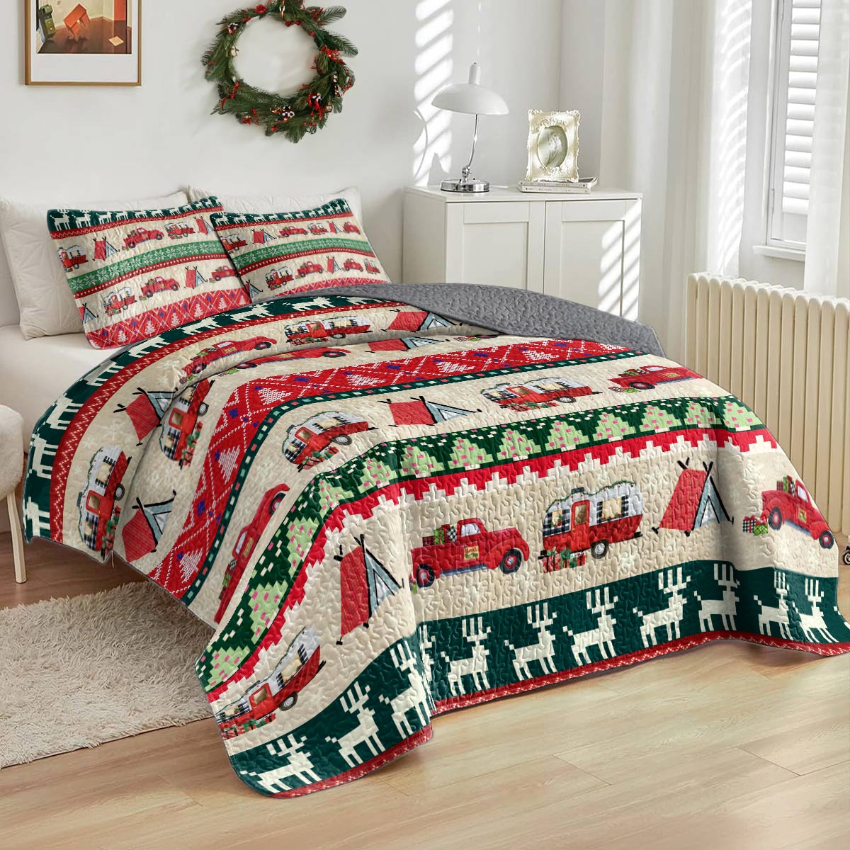 Shineful All Season Quilt 3-Piece Set Camping Christmas