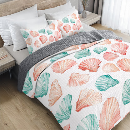 Shineful All Season Quilt 3-Piece Set Ocean Seashell