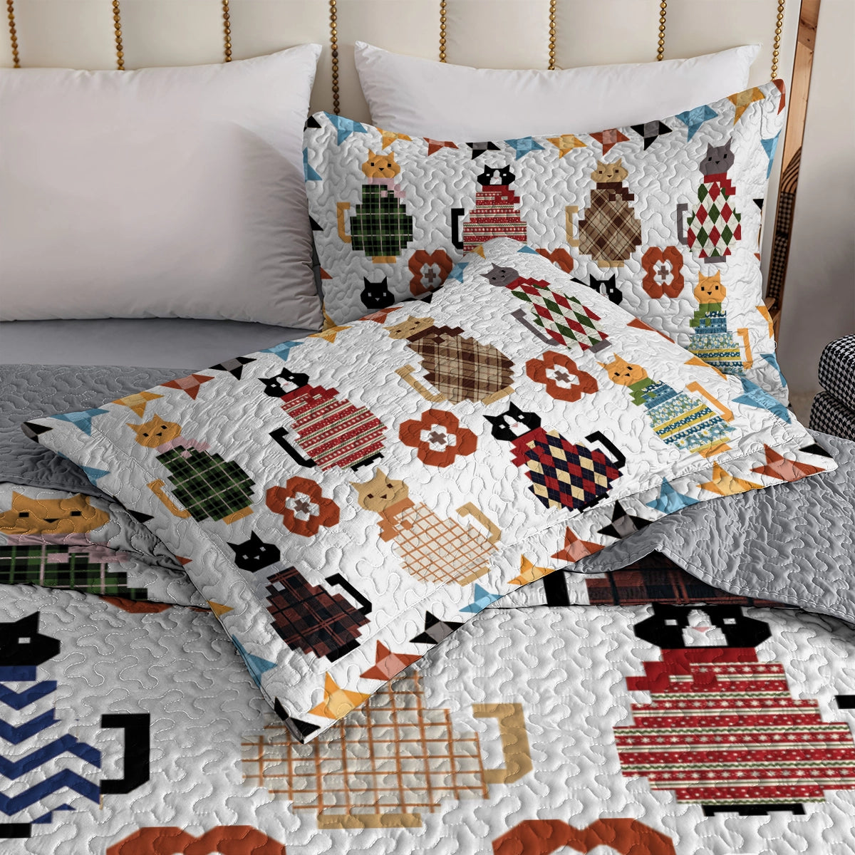Shineful All Season Quilt 3-Piece Set Sweater Kitties