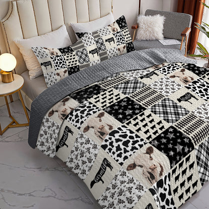 Shineful All Season Quilt 3-Piece Set Farmhouse Cow Patchwork
