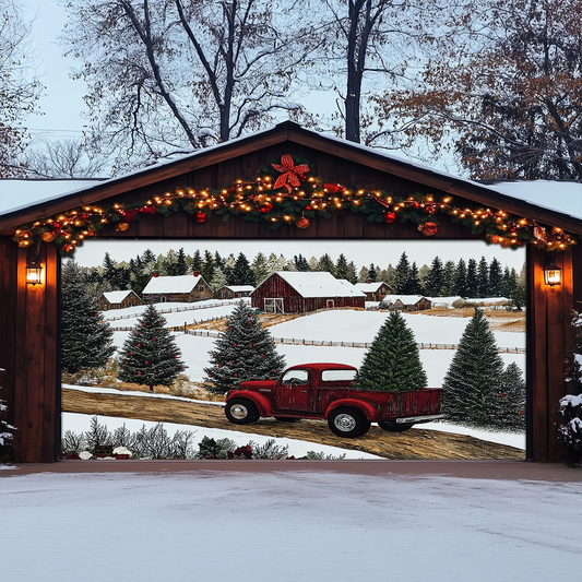 Shineful Garage Door Banner Decoration - Christmas Truck