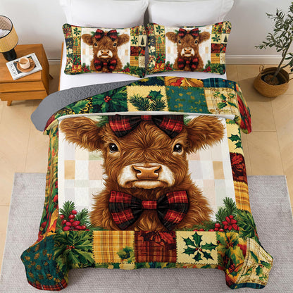 Shineful All Season Quilt 3-Piece Set - Holiday Cheer Cow