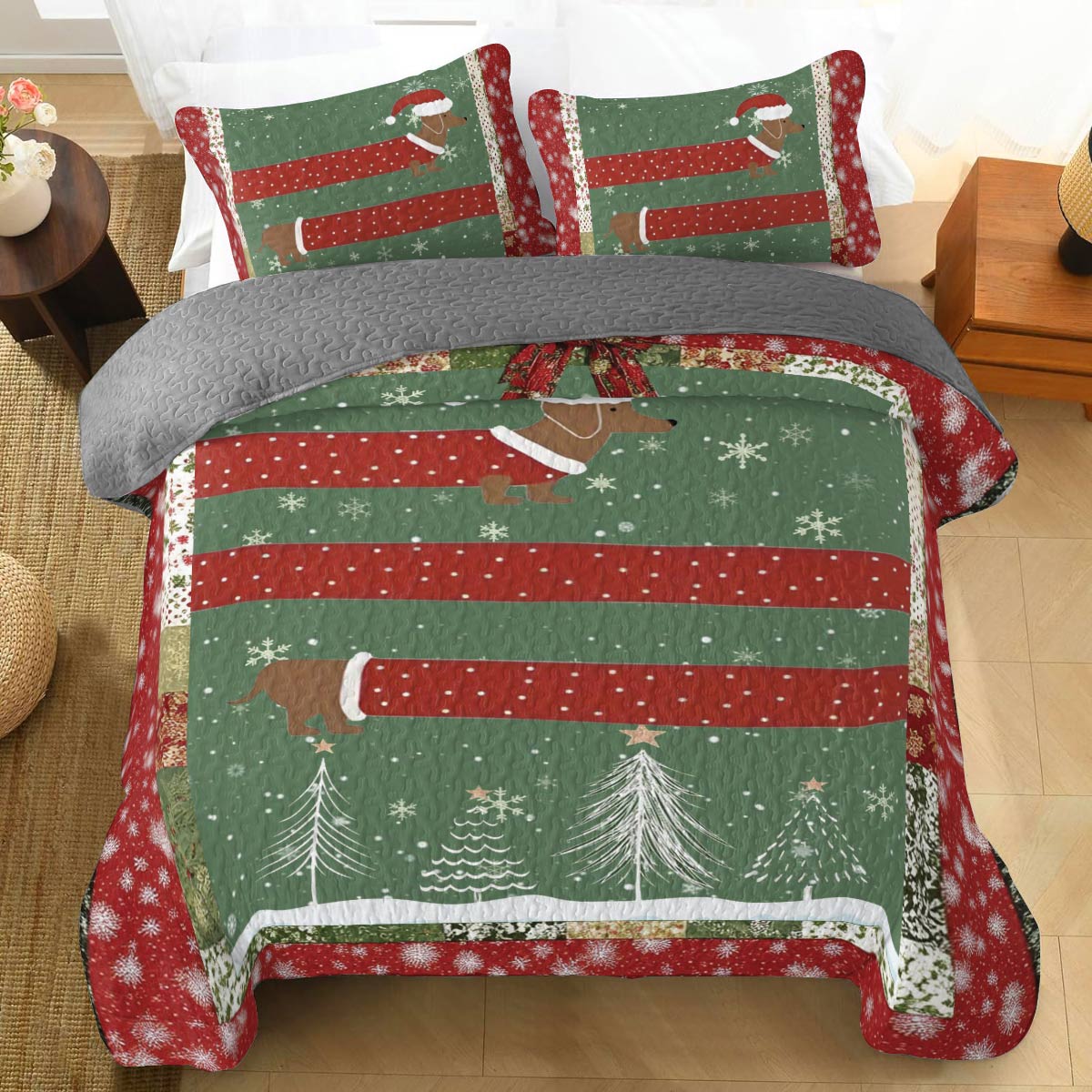 Shineful All Season Quilt 3-Piece Set Dachshund Dasher