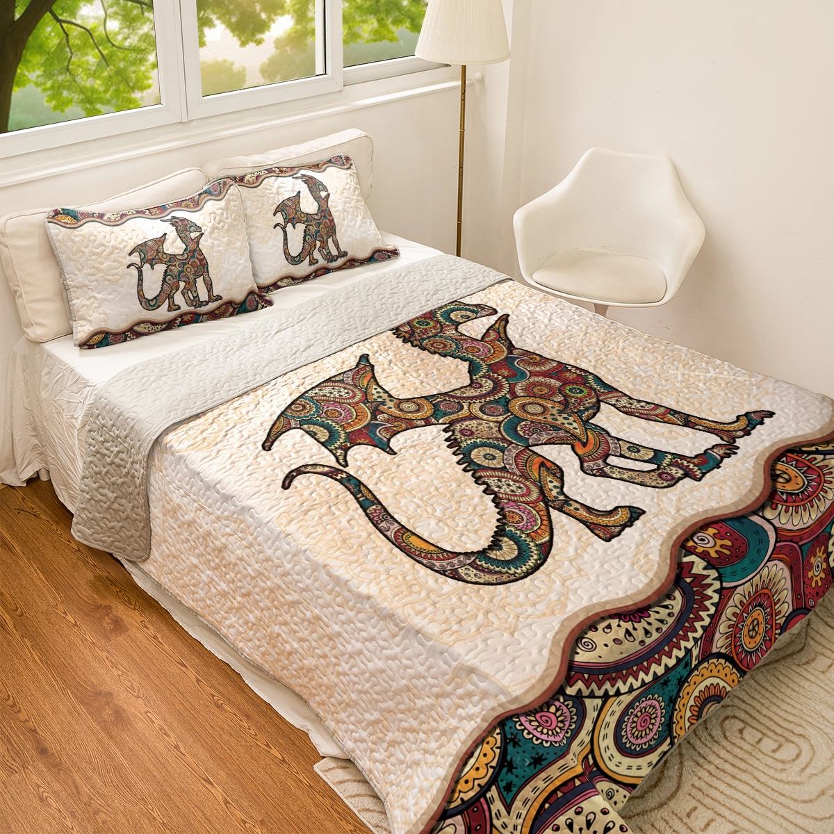 Shineful All Season Quilt 3-Piece Set Boho Dragon