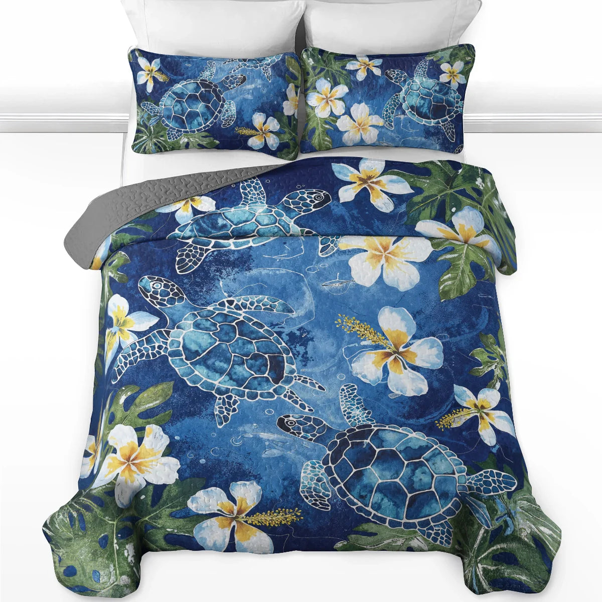 Shineful Quilt 3-Piece Set Tropical Sea Turtle Paradise