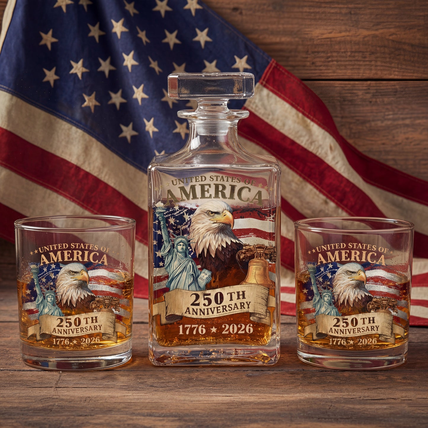 Shineful Whiskey Set American Eagle & Liberty 250th Anniversary