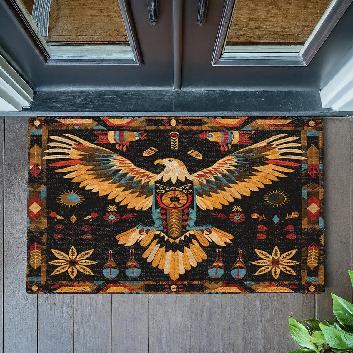 Shineful Tribal Eagle Ultra-Thin Non Skid Floor Mat, Kitchen Rugs