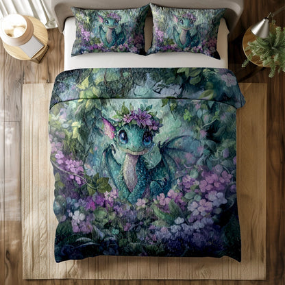 Shineful All Season Quilt 3-Piece Set - Whimsical Woodland Dragon