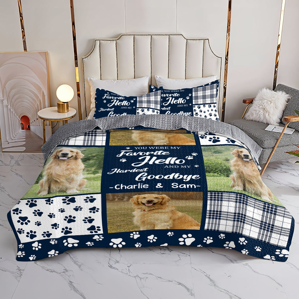 Shineful All Season Quilt 3-Piece Set Personalized Custom Photo You Were My Favorite Hello And My Hardest Goodbye