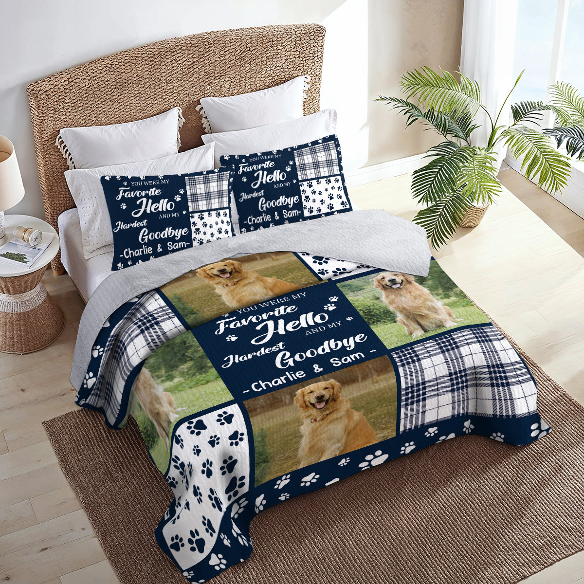 Shineful All Season Quilt 3-Piece Set Personalized Custom Photo You Were My Favorite Hello And My Hardest Goodbye