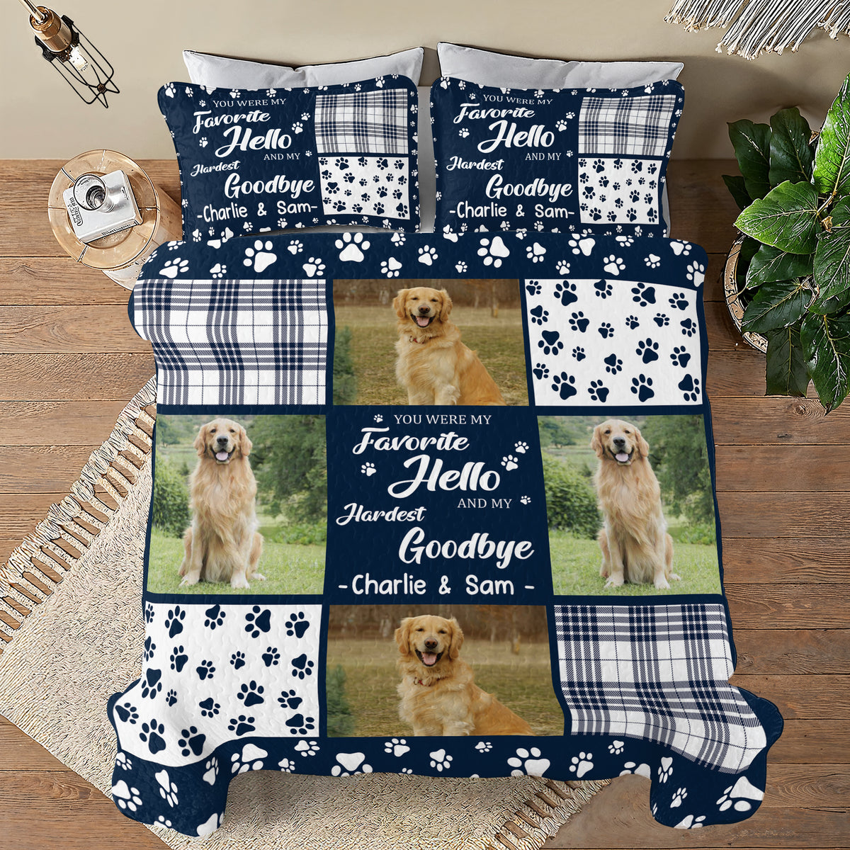 Shineful All Season Quilt 3-Piece Set Personalized Custom Photo You Were My Favorite Hello And My Hardest Goodbye