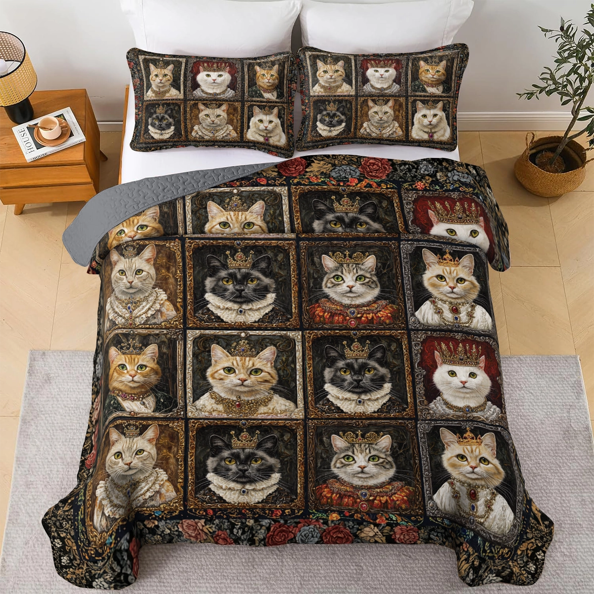 Shineful All Season Quilt 3-Piece Set - Feline Majesty