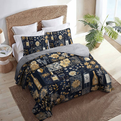 Shineful All Season Quilt 3-Piece Set Gracefulness Wine Floral