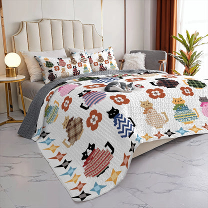 Shineful All Season Quilt 3-Piece Set Sweater Kitties