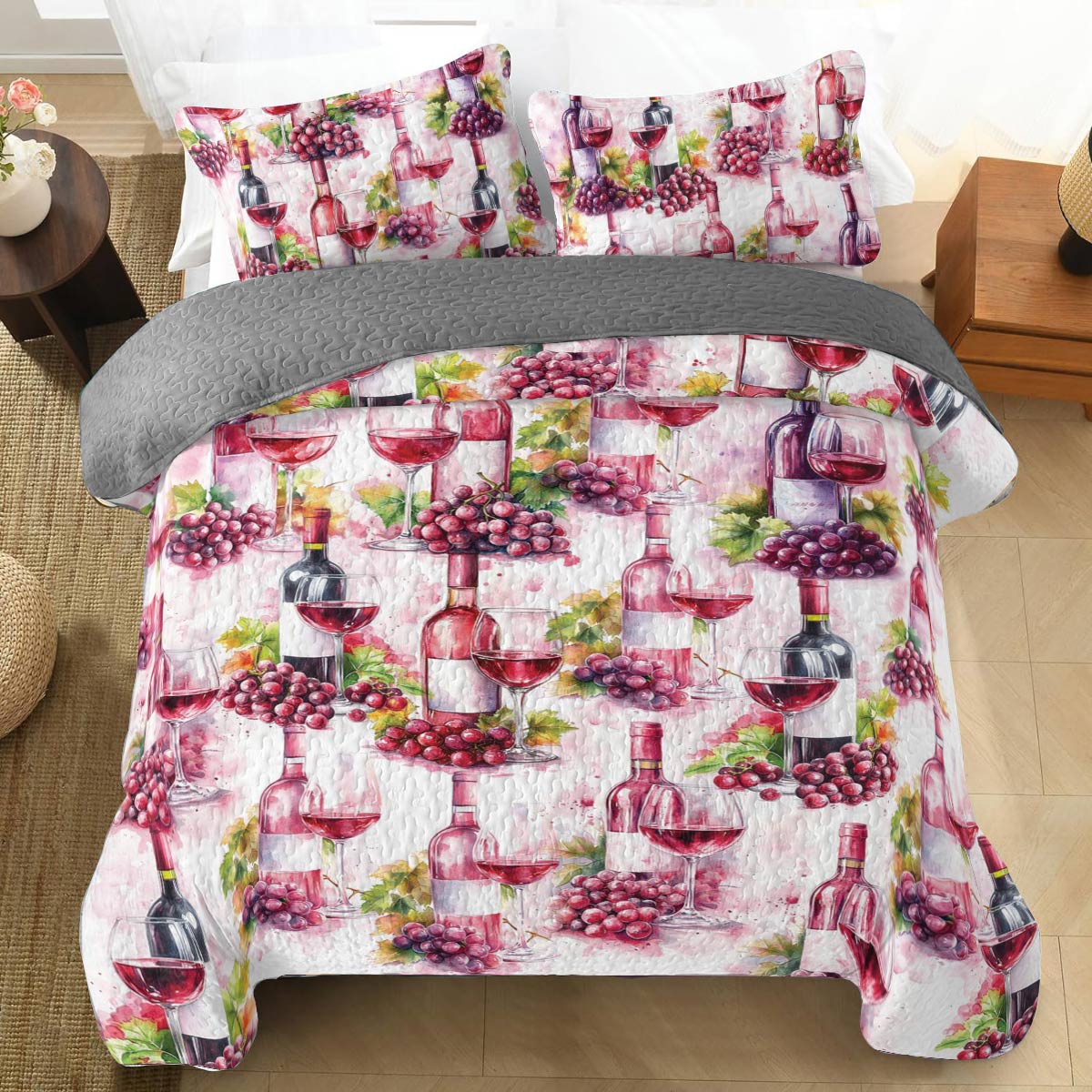 Shineful All Season Quilt 3-Piece Set Grape & Wine Bliss