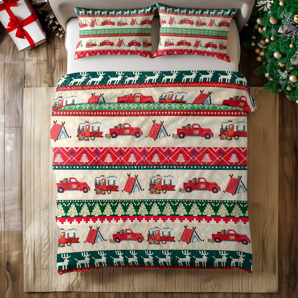 Shineful All Season Quilt 3-Piece Set Camping Christmas