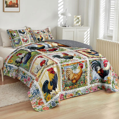 Shineful All Season Quilt 3-Piece Set Countryside Rooster Bliss