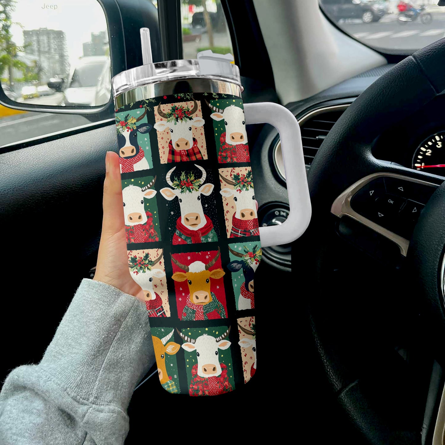 Shineful Tumbler Joyful Christmas Cow