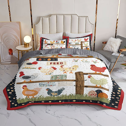 Shineful All Season Quilt 3-Piece Set Lucky Chicken