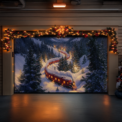 Shineful Garage Door Banner Decoration - Twilight Holiday Train