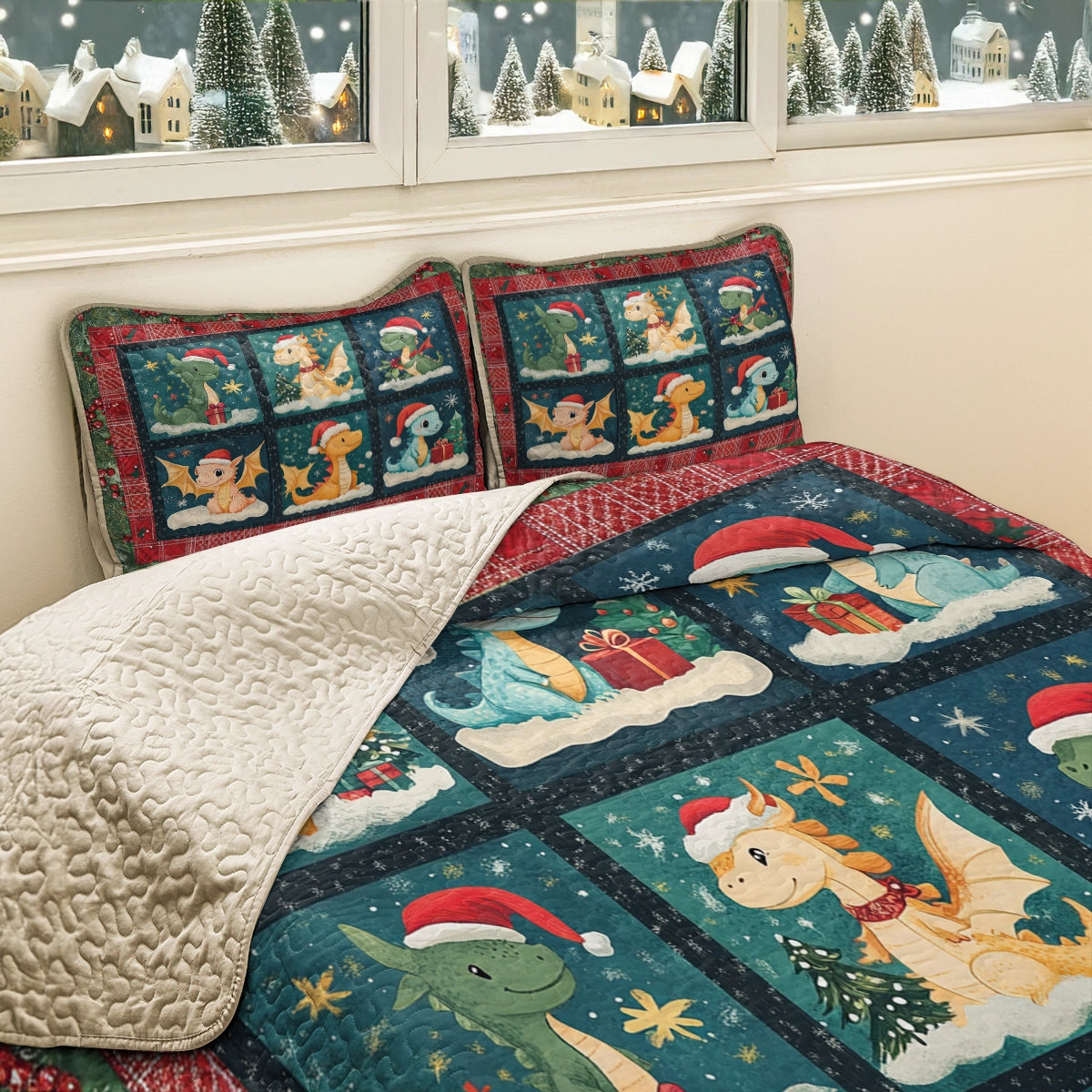 Shineful All Season Quilt 3-Piece Set - Holiday Dragon Delight