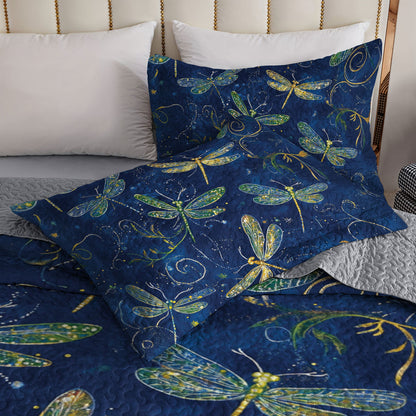 Shineful All Season Quilt 3-Piece Set Enchanted Dragonfly