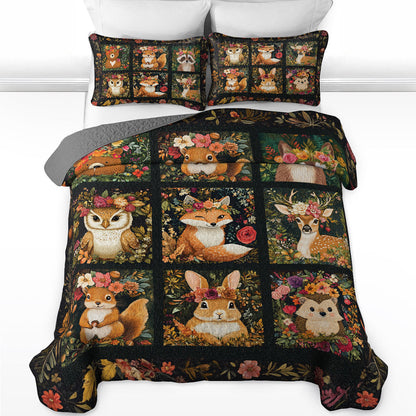 Shineful All Season Quilt 3-Piece Set Floral Animal