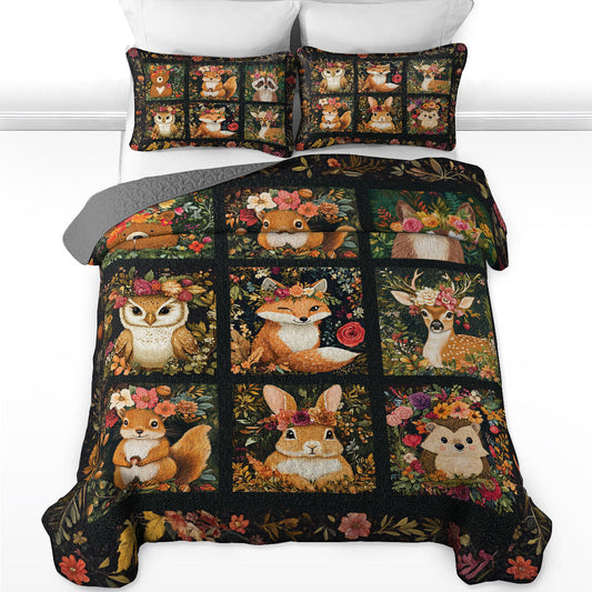Shineful All Season Quilt 3-Piece Set Floral Animal