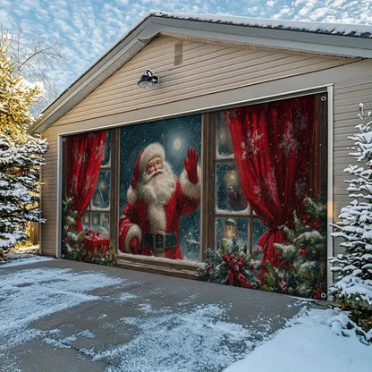 Shineful Garage Door Banner Decoration Santa at the Window Christmas