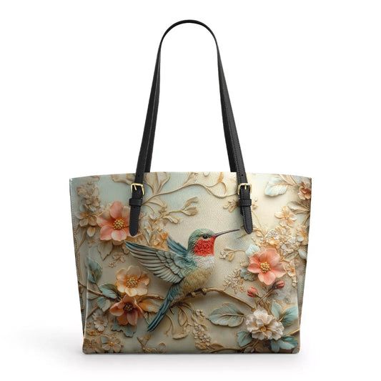 Shineful Leather Tote Bag - Hummingbird Whisper