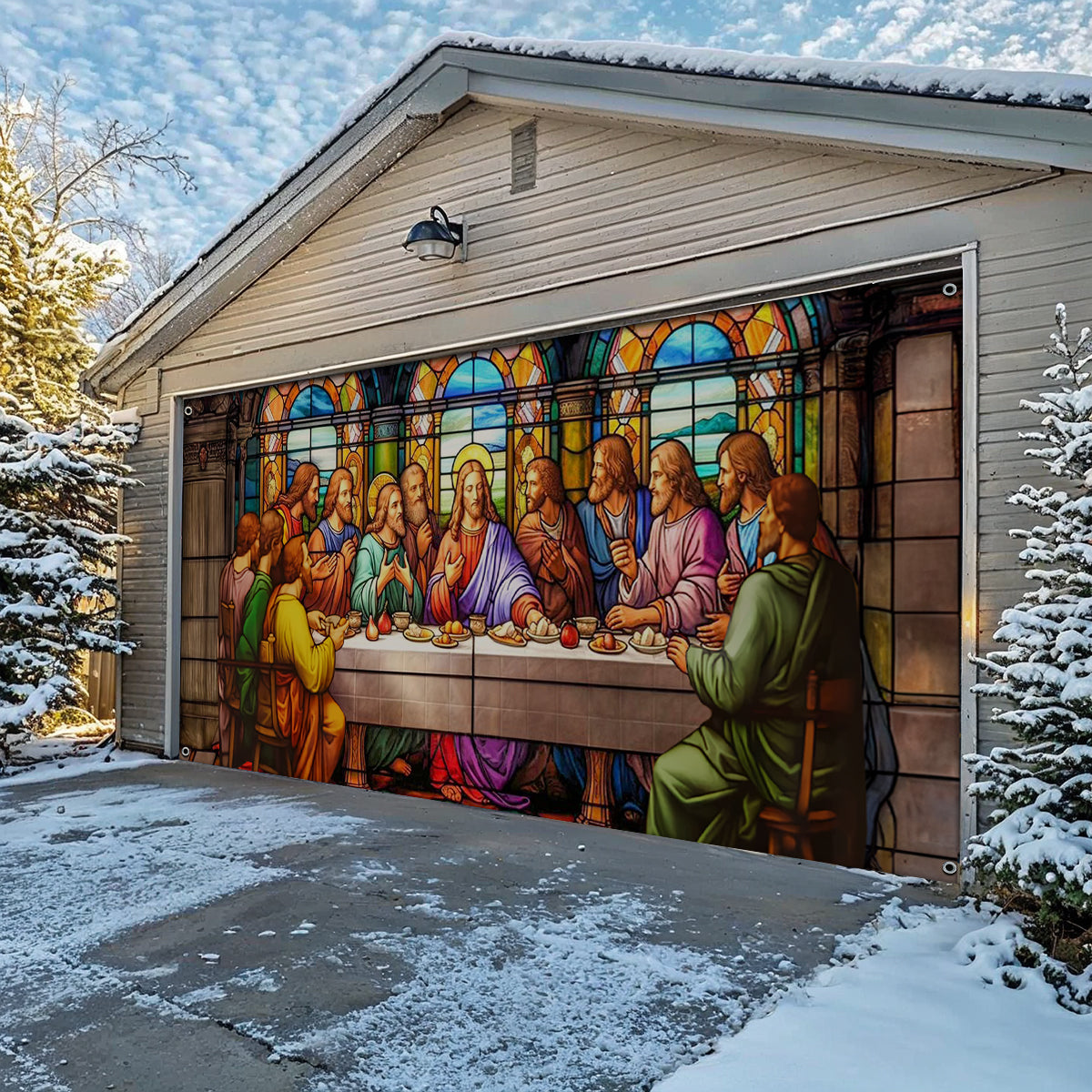 Shineful Garage Door Banner Decoration Last Supper