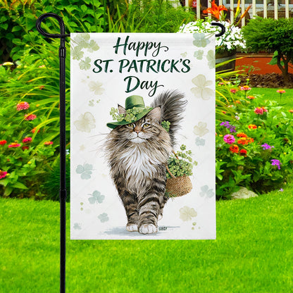 Shineful Gargen Flag 12" x 18" - Shamrock Cat