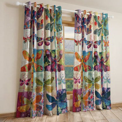 Shineful Quilted Curtain Dragonfly Patchwork