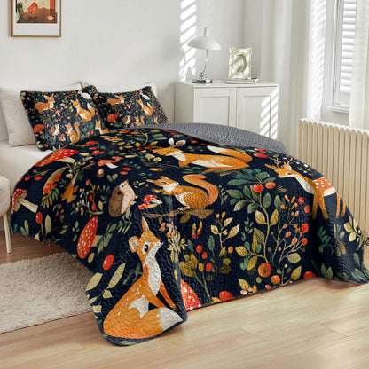 Shineful All Season Quilt 3-Piece Set Cute Animal In Forest