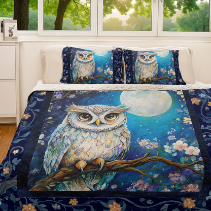 Shineful All Season Quilt 3-Piece Set Celestial Owl Dreams