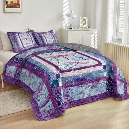 Shineful All Season Quilt 3-Piece Set Dragonfly Gorgeous