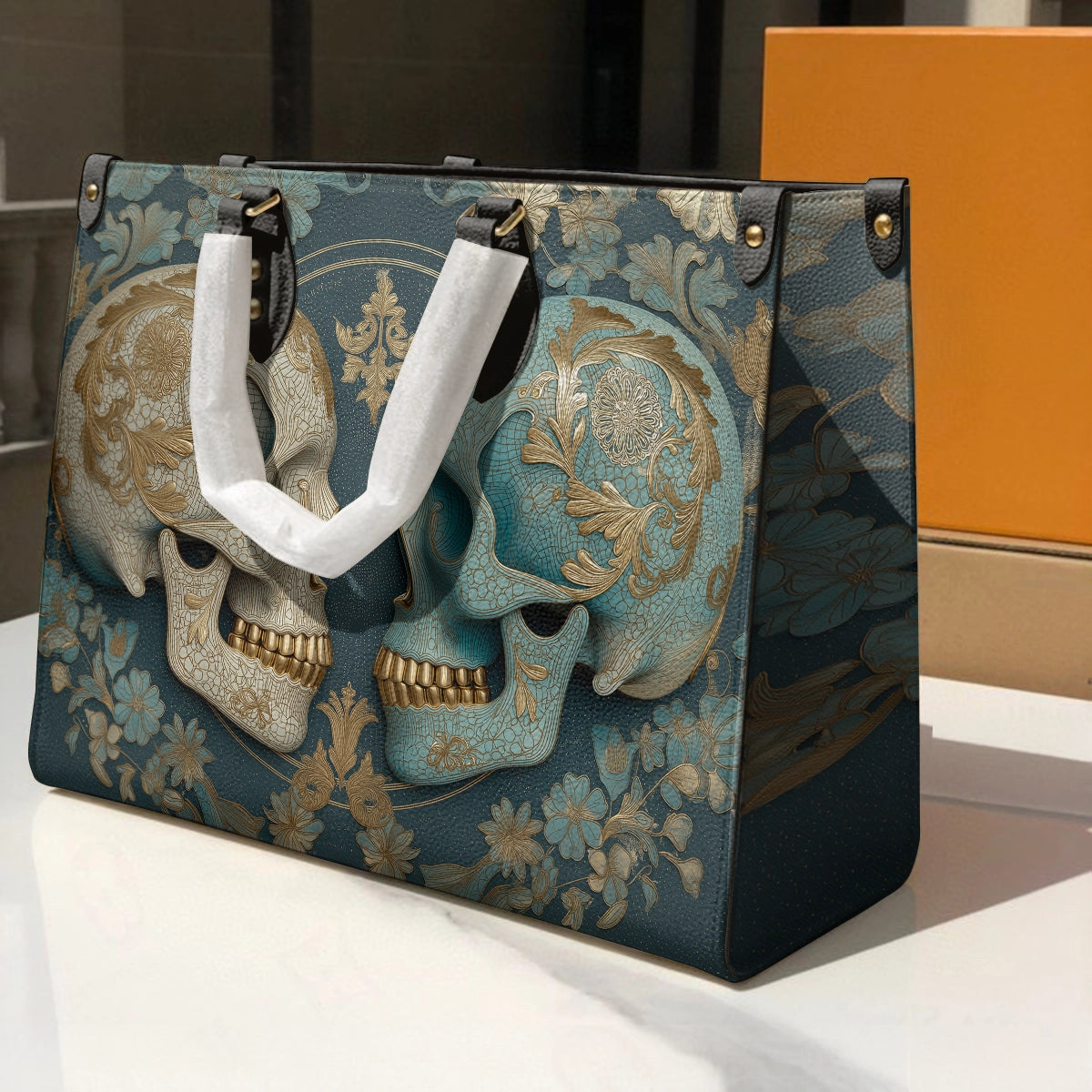 Shineful Leather Bag Echoes in Blue & Bone