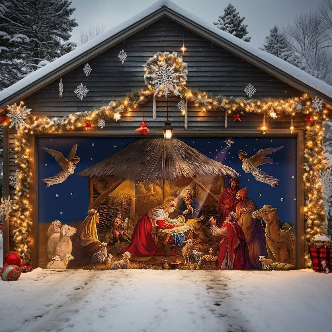 Shineful Garage Door Banner Decoration Heavenly Christmas