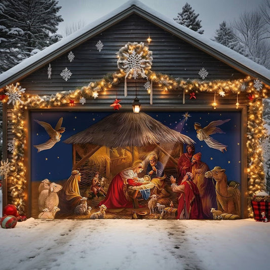 Shineful Garage Door Banner Decoration Heavenly Christmas