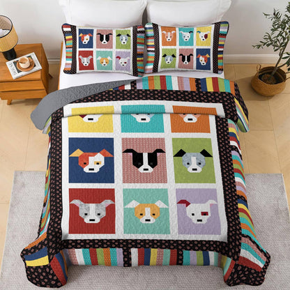 Shineful All Season Quilt 3-Piece Set Colorful Pitbulls