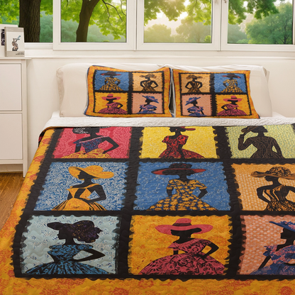 Shineful All Season Quilt 3-Piece Set - Black Women Chic & Cheerful